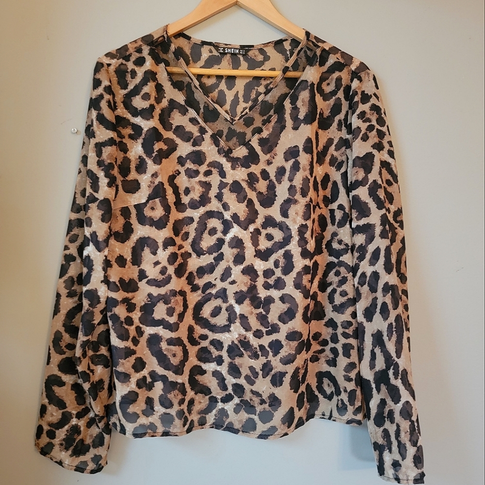 3/$15 ๐ Shein XL Leopard Print Sheet Top - Picture 1 of 4